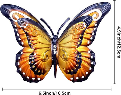 Metal Butterfly Wall Art Decor - 6.5" Outdoor Fence Decoration, Hanging for Garden Yard Living Room Bedroom Patio Balcony(4 Pack)
