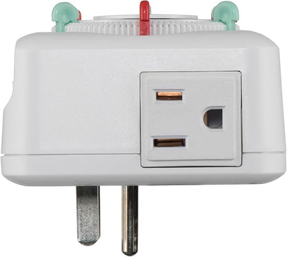 NSi Industries TORK RTN312 Indoor 15-Amp Plug-in Heavy Duty Mechanical Appliance Timer 24-Hour Programming – GREEN & RED Trippers TWO Receptacles White