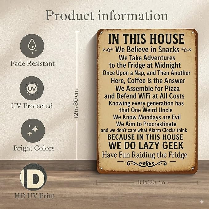 Vintage Funny Metal Tin Sign In This House We Do Geek Magic 8x12 Inches Poster Wall Decor Home Office Bar Garage Cafe Hotel Man Cave Club (Earth Tones-1)