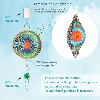 Goolyrusim Wind Spinner Mandala Circle - 3D Wind Spinners Outdoor, 12-inch Stainless Steel Hanging Wind Sculptures for Yard and Garden, Kinetic Art Decoration Porch Decor Patio Ornament, Mandala Gift