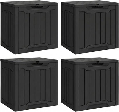 YITAHOME 31 Gallon Deck Boxes Set of 4 | Lockable Outdoor Storage Bins for Patio Cushions, Garden Tools, Weather-Resistant Resin Storage Solution, Black