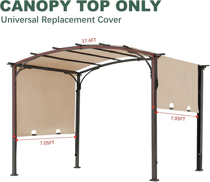85''x 208'' Universal Replacement Pergola Cover for Pergola L-PG080PST and Other Same Size of Pergolas, (Light Beige)