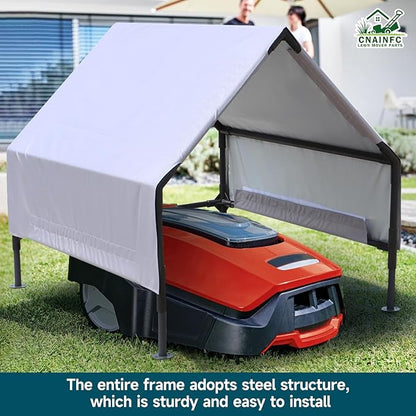 Robot Mower Garage, Waterproof UV-Proof Cover, for All Robot Mowers | Thickened 600D Oxford fabric | Rust-proof steel frame | 32×28×24in | Fits Lymow, Segway, Mammotion, Mova, WORX & more