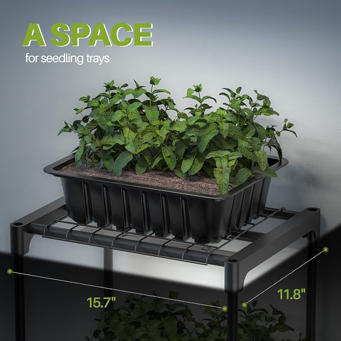 Plant Shelf with Grow Light, 5 Tier Plant Stand with Grow Light, Metal Plant Rack with 4 Pack 36W Plant Light for Indoor Plant, Seed Start, Seedling, Seed Trays, 11.8" W x 15.7" L x 59" H