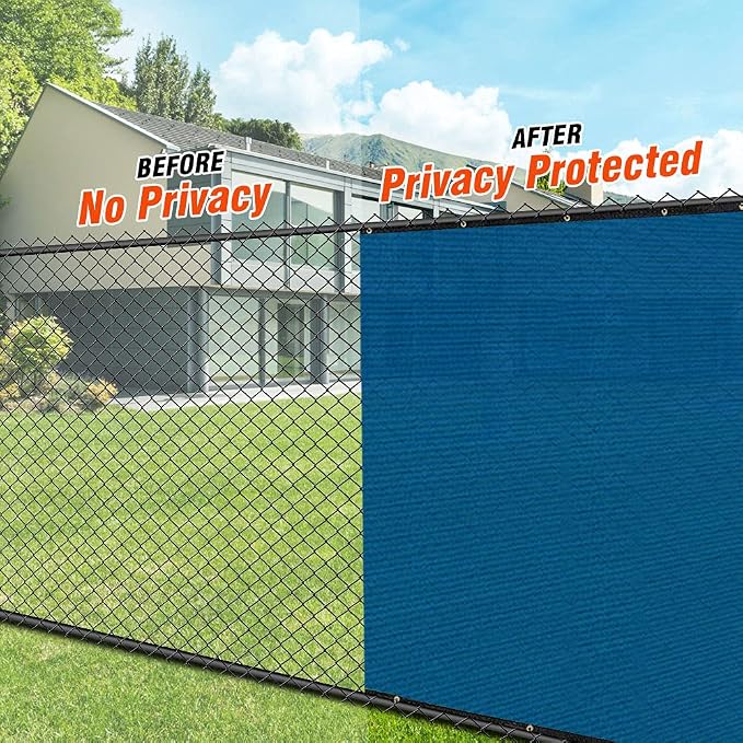 iCover 4x25ft Privacy Screen Fence, Outdoor Fencing Panels, Garden Windscreen Mesh Shade Sail Net Barrier, Include Reinforced Bindings and Brass Grommets Cable Zip Ties, Blue