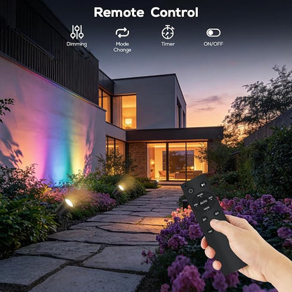 SUNTHIN 12 Pack Smart RGBW Landscape Lights, Color Changing LED Spot Lights | App & Remote Control Outdoor Yard Lighting, Compatible with Alexa & Google Home, IP65 Waterproof for Garden, Lawn, Trees