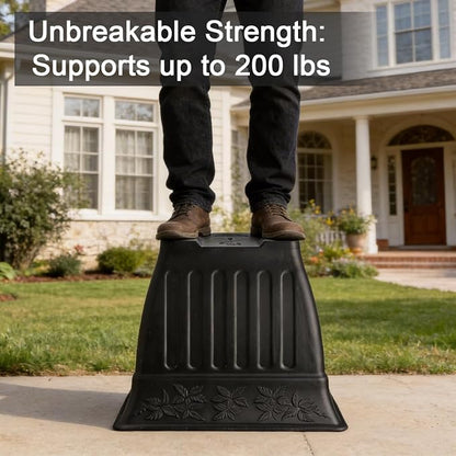 BTPLASTIK 18 inch Large Square Planter for Plants - 4 Pack Decorative Black Plastic Flower Pots with Drainage Holes & Raised Base, 14 Gallon Vintage Garden Pot for Outdoor, Patio, Porch (15" Tall)