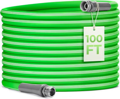 Delxo Garden Hose 100 FT, Flexible Rubber Hybrid Water Hose 5/8 Inch | Food-Grade Inner Layer, Kink-Resistant, Lightweight Outdoor Hose for Large Yard