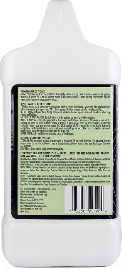 Liquid Garlic Insect Repellent Concentrate, 1 Gallon – OMRI Listed Garlic-Based Formula for Farms, Crops, Gardens & Greenhouses – Indoor & Outdoor Plant Protection
