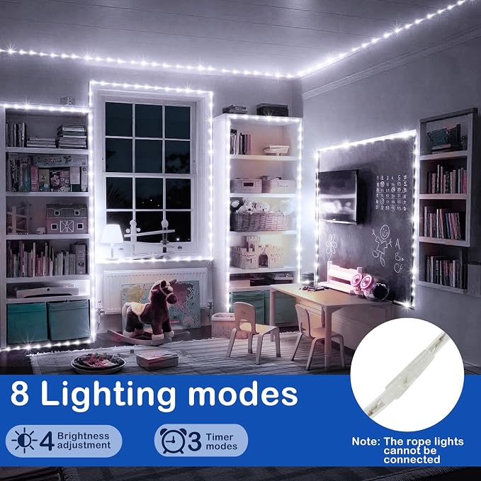 KNONEW 328FT 1000LED Rope Lights for Outside,Outdoor String Lights Waterproof 8 Modes Clear Tube Light for Indoor,Bedroom,Wedding,Garden,Patio,Christmas,Tree,Rv,Holiday Decoration(Cold White)