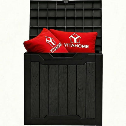 YITAHOME 31 Gallon Outdoor Storage Box | Resin Deck Box and Waterproof Package Delivery Box for Gardening Tools, Pool Supplies, Patio Furniture, Lockable, Black