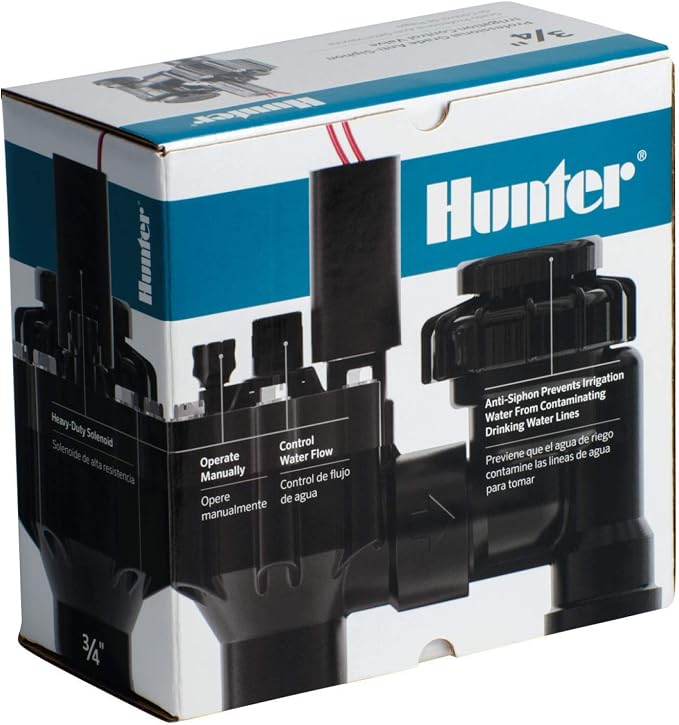 Hunter 1" Anti Siphon Irrigation Valve, Sprinkler Valve with Backflow Preventer, Flow Control, 24V Solenoid, Fits Lawn Sprinkler and Drip Irrigation Systems (PGV-101-ASV) No Size (Pack of 5)