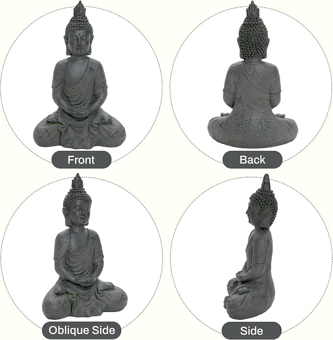 LuxenHome Large Buddha Statue, 22" Meditating Buddhas Garden Statue | Fiber Stone Large Buddha Statue for Outdoor and Indoor Use, Zen Buddha Garden Sculpture for Patio, Backyard, or Deck