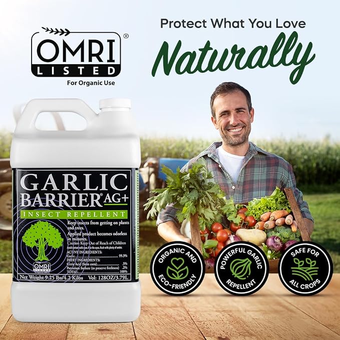 Liquid Garlic Insect Repellent Concentrate, 1 Gallon – OMRI Listed Garlic-Based Formula for Farms, Crops, Gardens & Greenhouses – Indoor & Outdoor Plant Protection
