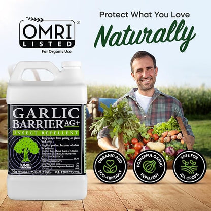 Liquid Garlic Insect Repellent Concentrate, 1 Gallon – OMRI Listed Garlic-Based Formula for Farms, Crops, Gardens & Greenhouses – Indoor & Outdoor Plant Protection