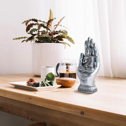 Pigort Buddha Statue Home and Garden Zen Lotus Decorative Sculpture Praying Collectibles Figurines,Home Decoration for Self 9.1 in, Resin