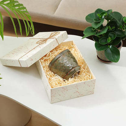 Sureasy Ceramic Plant Pots, 4.7 Inch Flower Pots for Indoor Plants, Succulent Pots with Saucer and Drainage Hole, Decorative Planter for Succulent, Cactus, Set of 4, Green