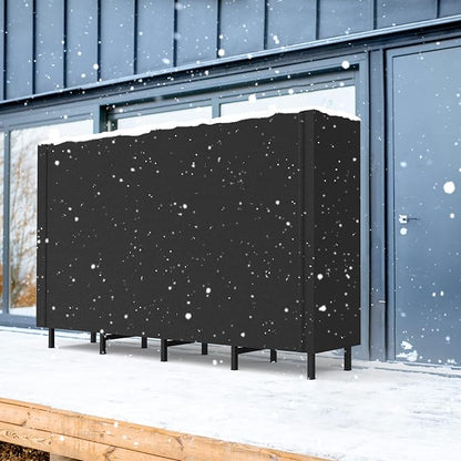 CADUKE Firewood Rack Outdoor with Cover 5.3ft Firewood Log Rack for Fireplace Wood Storage Fire Log Holder Indoors Adjustable Heavy Duty Fire Wood Rack Stand, Black Waterproof Oxford Fabric