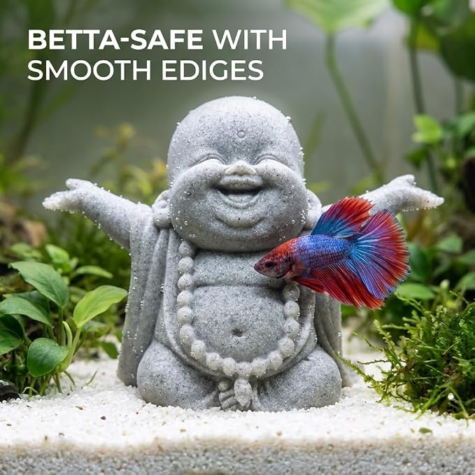 Laughing Buddha Statue, Sandstone Figurine for Aquarium Zen Decor | Laughing Buddha sandstone figurine with a cheerful design for aquarium decor, bonsai displays, and minimalist zen spaces