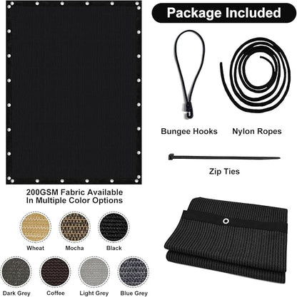 Artpuch 90% Sun Shade Cloth, 6 x 6 FT Pergola Shade Cover Canopy with Grommets, Sun Screen Fabric Tarp for Patio, Outdoor, Garden, Backyard, Black