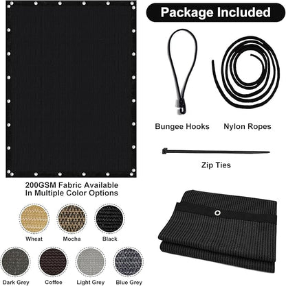 Artpuch 90% Sun Shade Cloth, 8 x 16 FT Pergola Shade Cover Canopy with Grommets, Sun Screen Fabric Tarp for Patio, Outdoor, Garden, Backyard, Black