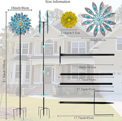 Viveta Wind Spinners,Large Outdoor Wind Sculpture, Metal Windmill | Double-Side, for Yard and Garden