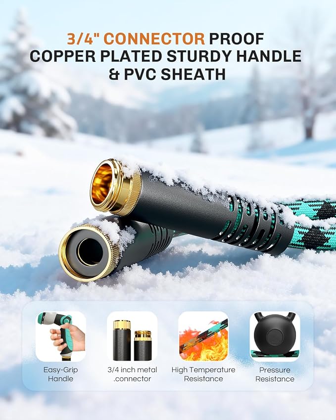 WELLUCK 25 FT Garden Hose - Ultra-Strong 3750D, Flexible Water Hose, Lightweight Non-Expanding hose with 10 Function Sprayer, Leak proof, Pressure Resistant for Yard, Outdoor