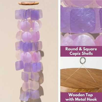 Solange & Frances Wind Chimes for Outside. Spring Decor Windchimes Outdoors Patio Decor. Unique Birthday Gifts for Women, Gifts for Mom, and Gift for Men (Purple & Pink)