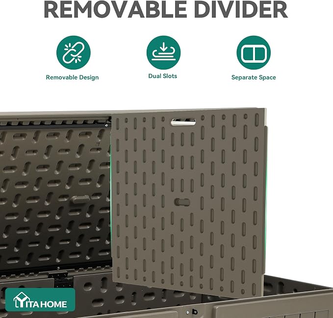 YITAHOME 220 Gallon Extra Large Deck Box | Double-Wall Resin Outdoor Storage Box with Flexible Divider for Patio Cushions Pool Supplies Garden Tools, 990 lbs Load