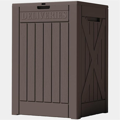 Lockable Outdoor Storage Box 52 Gallon, All-Weather Resin Deck Box for Patio, Garden, Pool, Organizes Furniture Cushions, Gardening Tools, Pool Accessories, Brown