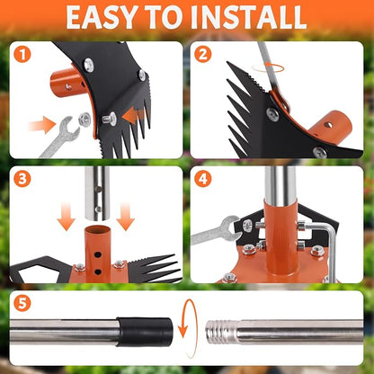 Weed Puller Tool with Long Handle, 60" Manual Weed Remover Tool, 2-in-1 Weeder Rake and Hoe Garden Tool, Uprooting Weeding Tool for Yard, Lawn, Patio, Garden