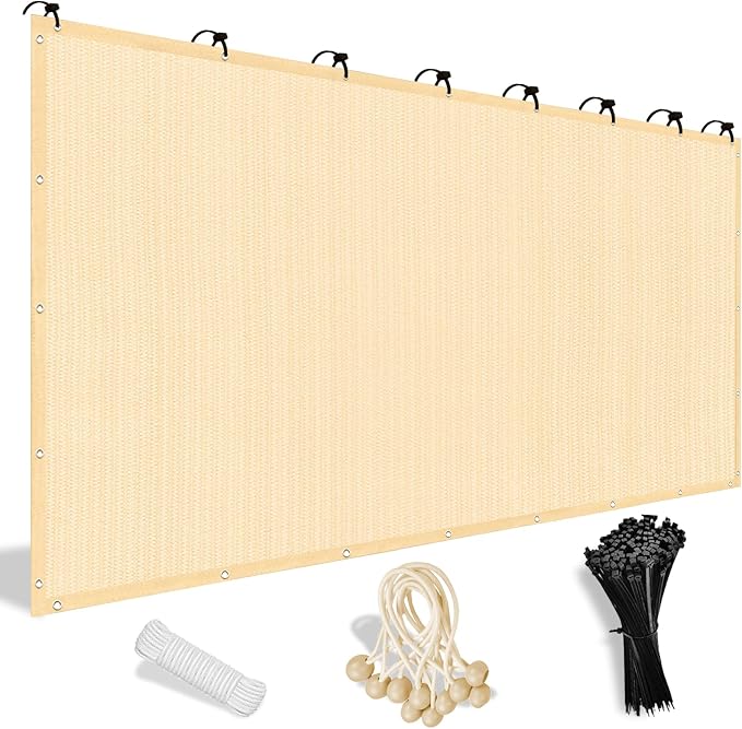 Shade&Beyond 90% Sun Shade Cloth with Grommets, 8' X 10' Pergola Shade Cover Canopy, Mesh Tarp Sun Screens for Patio, Outdoor, Garden, Backyard, Wheat