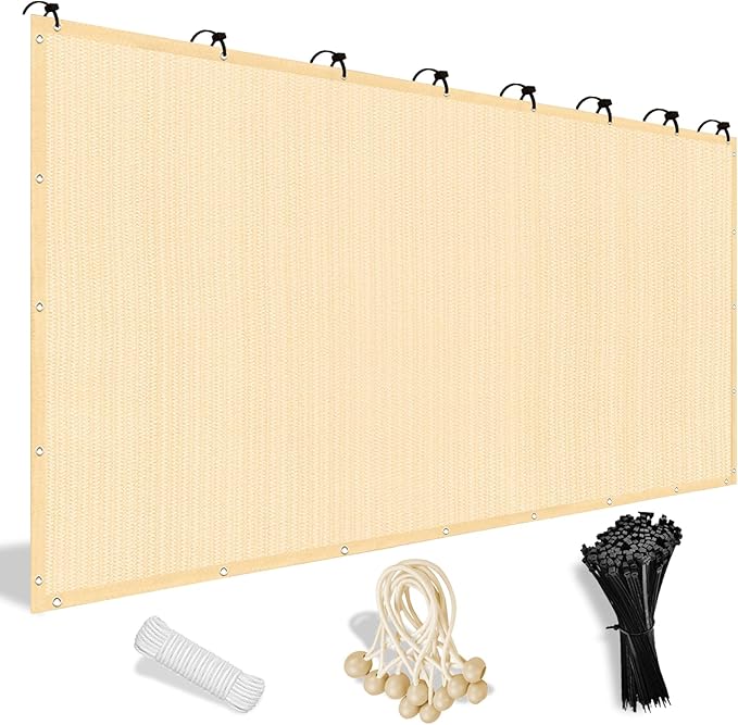 Shade&Beyond 90% Sun Shade Cloth with Grommets, 8' X 12' Pergola Shade Cover Canopy, Mesh Tarp Sun Screens for Patio, Outdoor, Garden, Backyard, Wheat