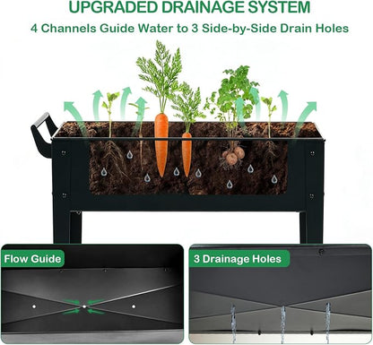 2-Pack 32”Height Elevated Raised Garden Bed with Wheels & Storage Shelf, 400 Lbs Capacity, Anti-Rust, Space-Saving Planter for Vegetables, Herbs, Patio, Balcony, Backyard
