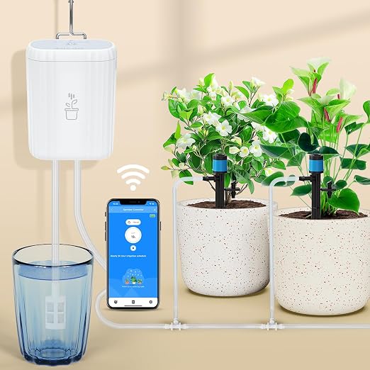 Smart Auto Drip Irrigation Kit for Indoor/Outdoor, GreenVation Automatic Plant Watering Devices for Potted Plants, 2.4GHz WiFi Sprinkler Timer Self Watering System for Garden