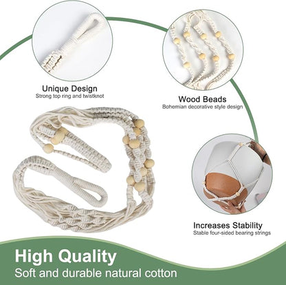 Vanslogreen Hanging Planters for Indoor Outdoor Plants, 12 Inch Self Watering Hanging Pot with Drainage Holes & Removable Tray, Macrame Plant Hanger for Boho Home Decor (Ivory+White)(Ivory+White)