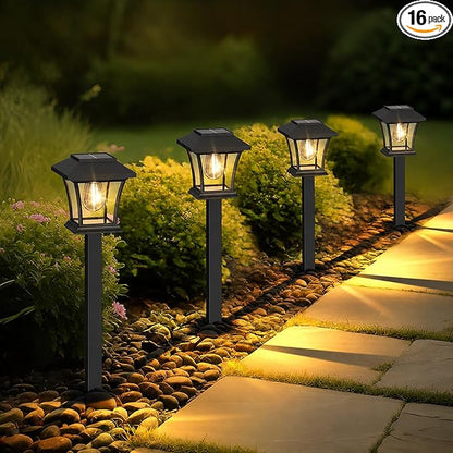 Sparkblaze 16 Pack Solar Pathway Lights Outdoor, LED Solar Yard Lights Dusk to Dawn Solar Garden Lights for Lawn, Walkway, Path & Landscape Lighting. (16, Warm White)