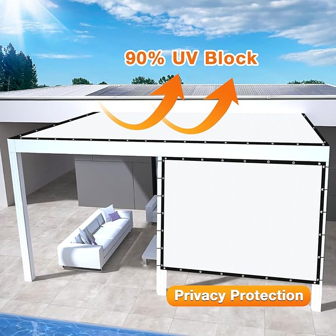 Artpuch Outdoor Pergola Shade Cover 5' X 7' Sun Shade Cloth with Grommets, 90% UV Protection Canopy Patio Privacy Screen (Customized Available) GN107, White