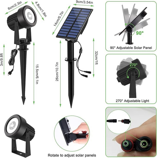 Solar Spotlights Outdoor Waterproof, RGB Landscape Spotlights, Christmas Decorative Solar Spot Lighting for Garden, Yard, Pathway, Lawn, Poolside, Party, 2-in-1 Mounted (RGB, 1 Pack)