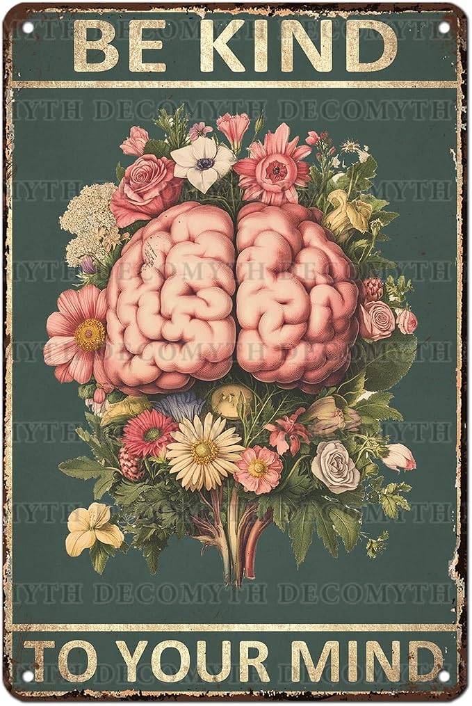 Be Kindto Your Mind Vintage Metal Tin Sign Boho Decor Hippie Wall Art Room Office Room Plant Decorfor Lady Woman 12 * 8inch