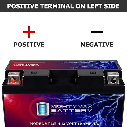 Mighty Max Battery YT12B-4-12 Volt 10 AH, 125 CCA, Rechargeable Maintenance Free SLA AGM Motorcycle Battery