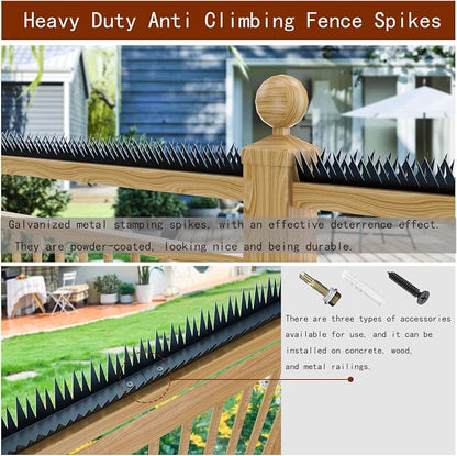 6PCS Metal Anti-Climb Fence Spikes, Durable Wall Guard for Home Security | and Animal Deterrent Spikes, Suitable for Home and Garden Fences, Fits Various Lengths - Heavy Duty.