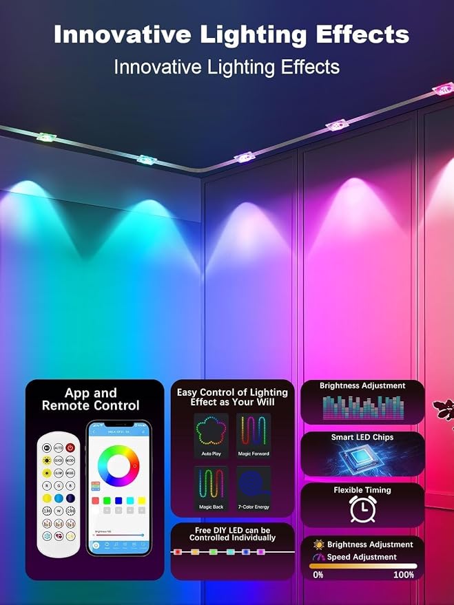 Permanent Outdoor Lights for House,200ft RGB+IC Lights with 16 Million Colors & 50 Scene Modes, App/Remote Control, IP67 Waterproof, DIY Music Sync, for Christmas, Holiday & Party Decor