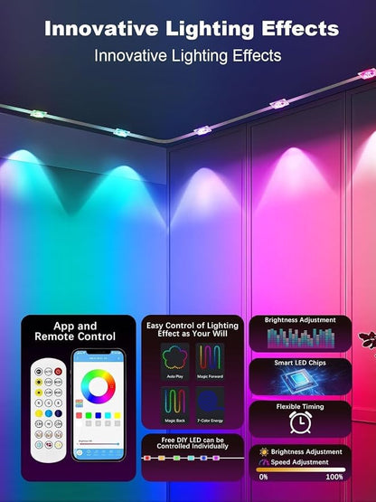 Permanent Outdoor Lights for House,200ft RGB+IC Lights with 16 Million Colors & 50 Scene Modes, App/Remote Control, IP67 Waterproof, DIY Music Sync, for Christmas, Holiday & Party Decor
