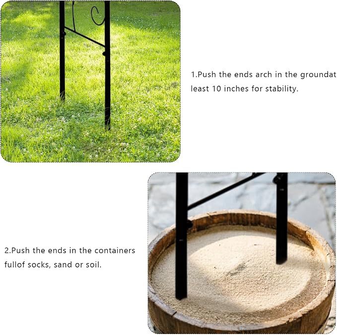 93" Garden Arbor Metal Arch Trellis for Climbing Plants | Outdoor Arbors Archway Pergola for Wedding Ceremony Party Decoration Arched Top Trellises for Rose Vine Backyard Lawn Patio