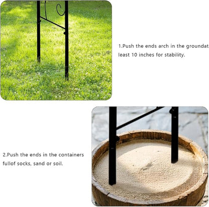 93" Garden Arbor Metal Arch Trellis for Climbing Plants | Outdoor Arbors Archway Pergola for Wedding Ceremony Party Decoration Arched Top Trellises for Rose Vine Backyard Lawn Patio