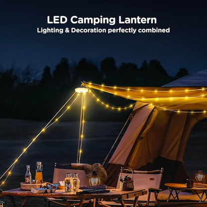 OGERY 2-Pack Camping String Lights, 32.8FT Rechargeable Christmas String Lights Outdoor/Indoor, 8 Modes 4-in-1 Quick Storage Fairy Lights Portable Lamp for Xmas Tree Decor Party Camping Essentials