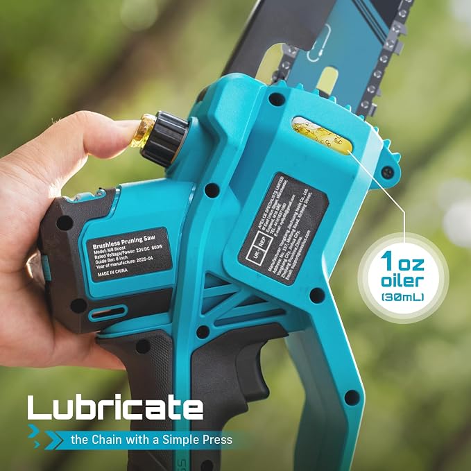 SEESII Flagship 8-Inch Cordless Mini Chainsaw, Upgraded Brushless Motor | Electric Chainsaw with 2×4000mAh Batteries, Tool-Free Chain Tension & Oiler, Handheld Saw for Fast Tree Branch Cutting