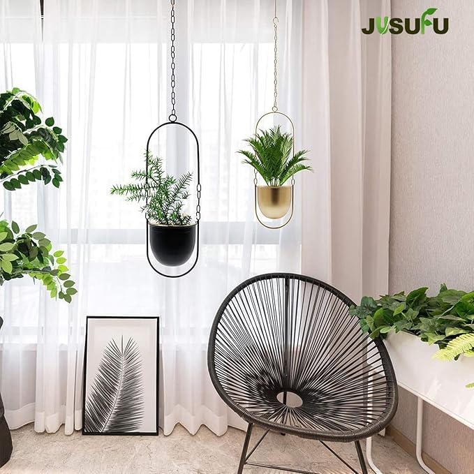 Metal Hanging Planters, Gold Hanging Planters for Indoor & Outdoor Plants, No Plant incld(Gold)