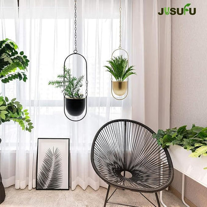Metal Hanging Planters for Indoor and Outdoor Plants (Black)